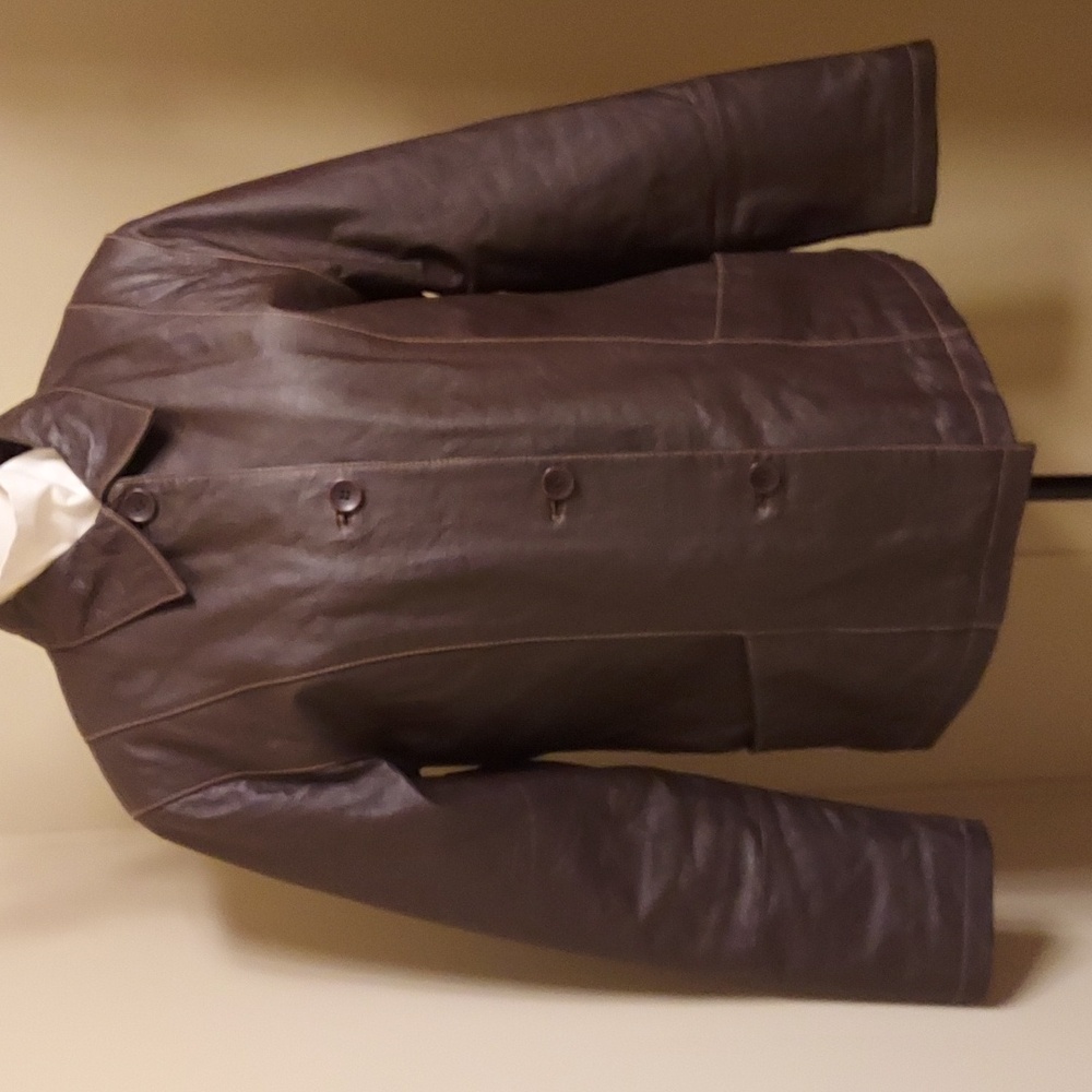 Studio Y Chocolate Leather Jacket With Quilted Lining
